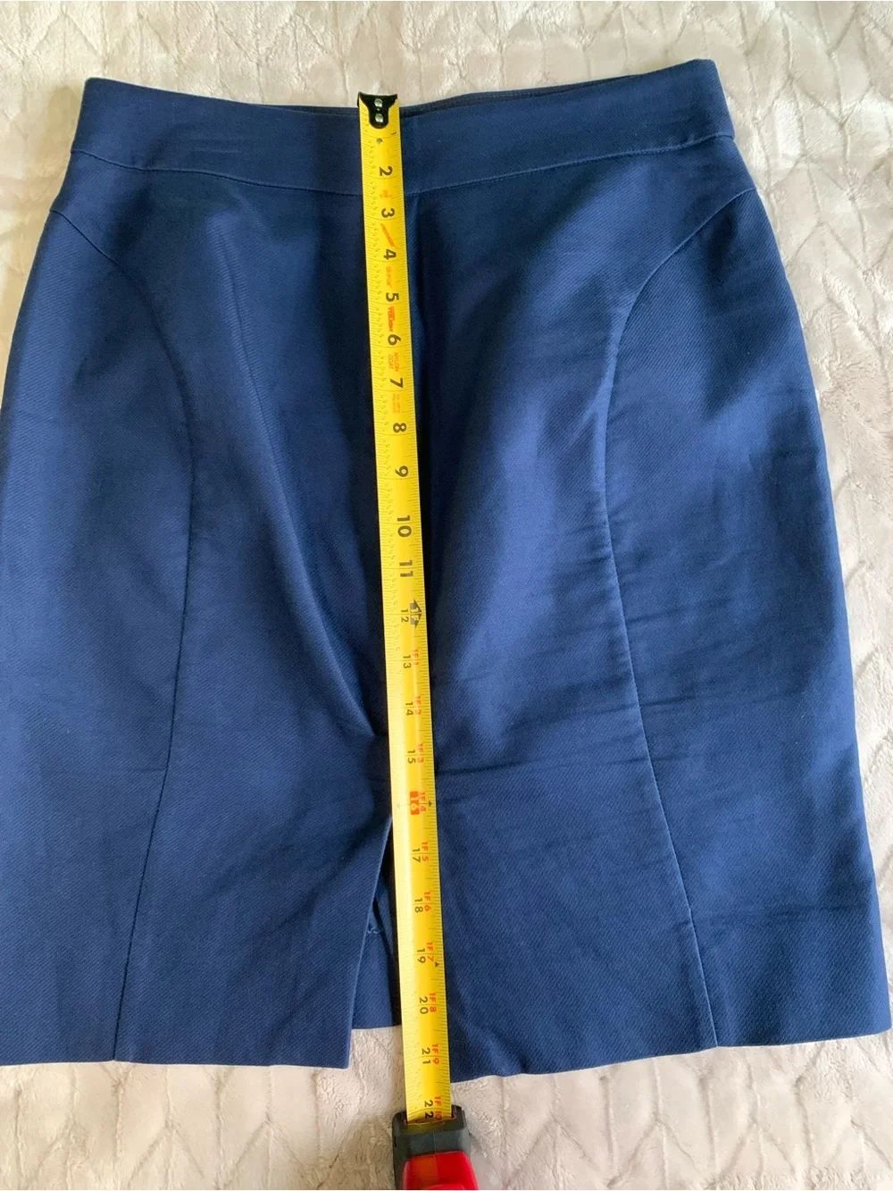 Women's J. Crew Factory Navy Blue Cotton The Pencil Skirt Size 4 Office Career